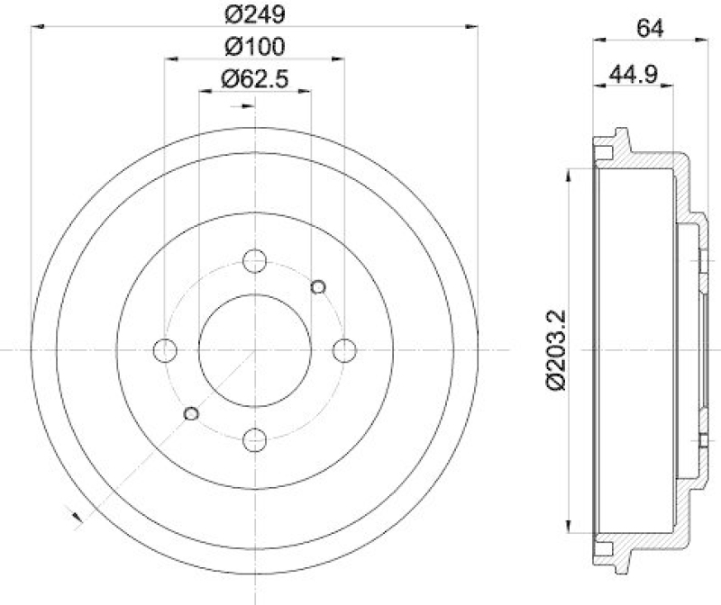 HELLA 8DT 355 302-691 Bremstrommel für HYUNDAI