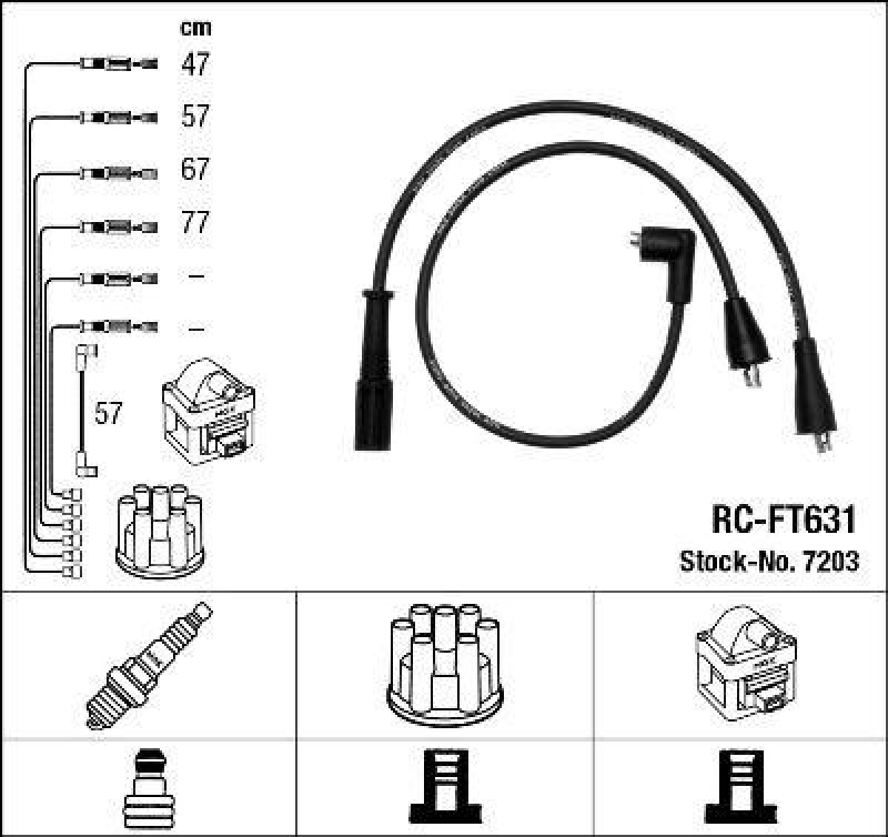 NGK 7203 Zündleitungssatz RC-FT631 |Zündkabel