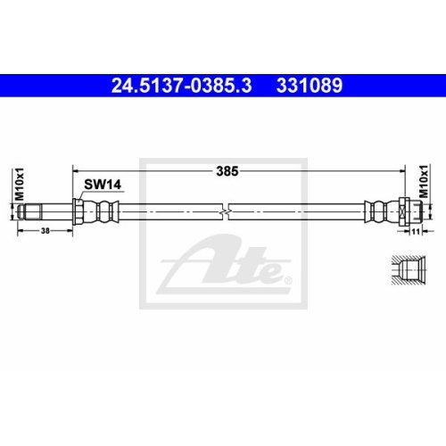 ATE 24.5137-0385.3 Bremsschlauch für MB (BM 906) SPRINTER (06-)VW CRAFTER (06-)