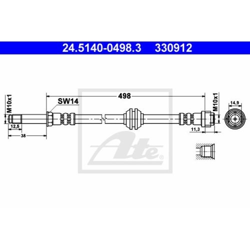 ATE 24.5140-0498.3 Bremsschlauch für MB VIANO (BM639) (03-)MB VITO (BM639) (03-)