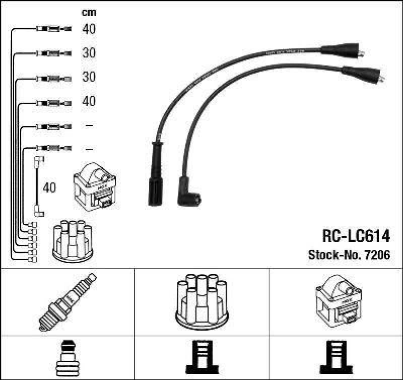 NGK 7206 Zündleitungssatz RC-LC614 |Zündkabel