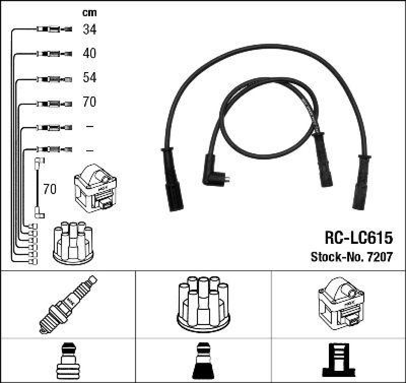 NGK 7207 Zündleitungssatz RC-LC615 |Zündkabel