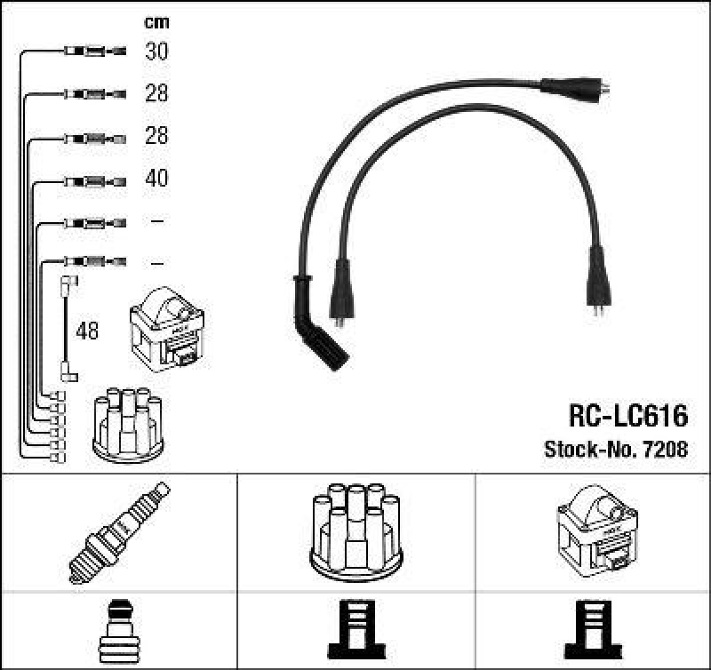 NGK 7208 Zündleitungssatz RC-LC616 |Zündkabel