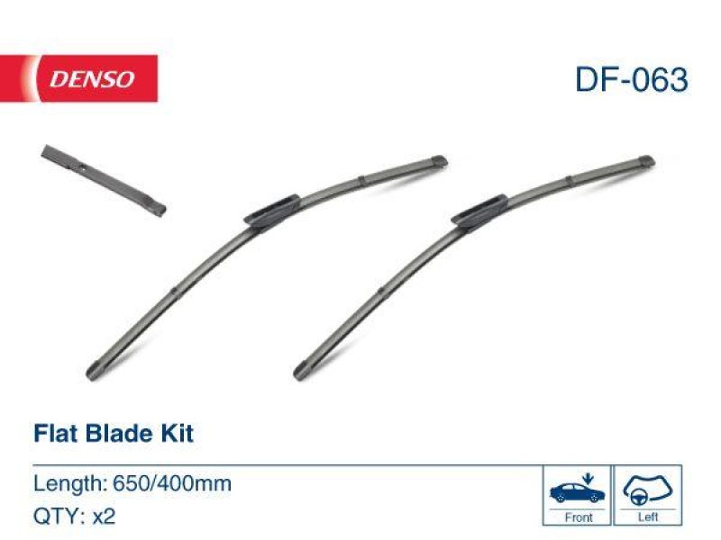 DENSO DF-063 Wischer Flat Blade Kit CITROËN C3 II (SC_) 1.2 VTi 82 (12-16)