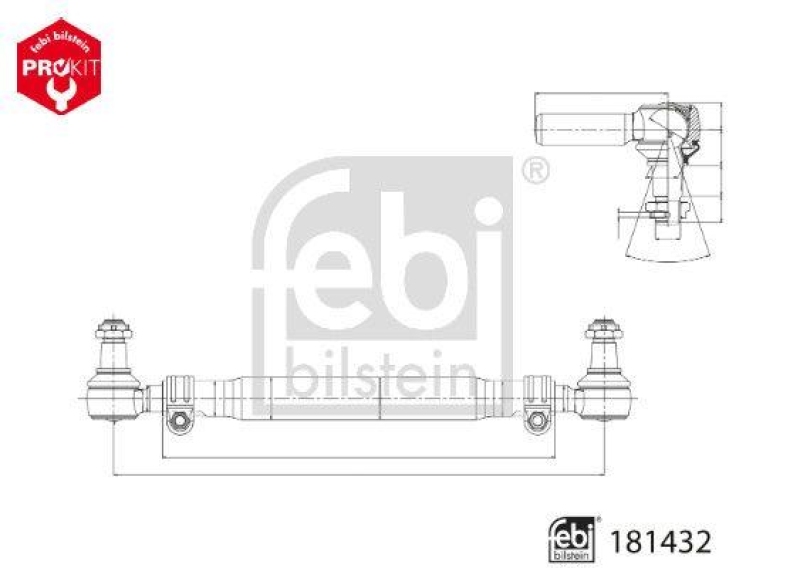 FEBI BILSTEIN 181432 Spurstange mit Endstücken und Sicherungsmuttern für Iveco