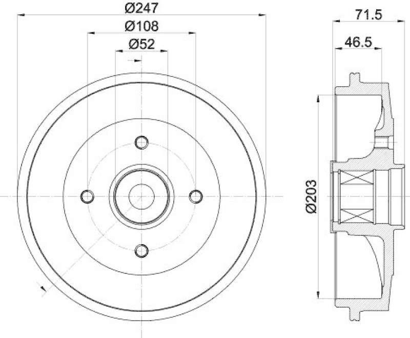 HELLA 8DT 355 302-791 Bremstrommel