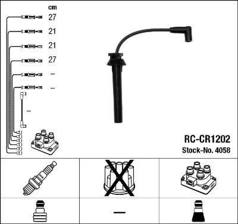 NGK 4058 Zündleitungssatz RC-CR1202 |Zündkabel