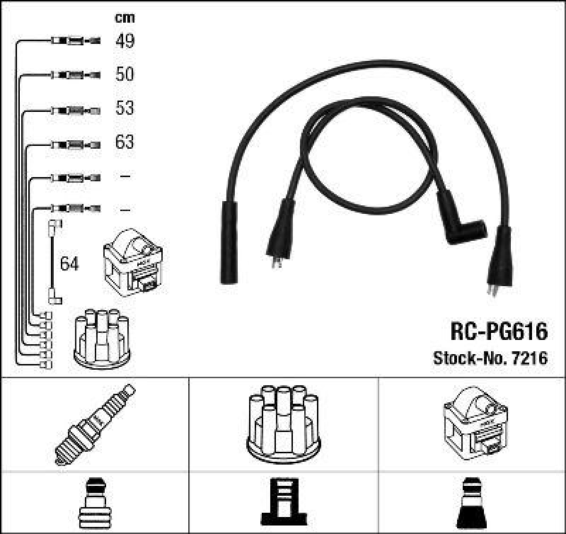 NGK 7216 Zündleitungssatz RC-PG616 |Zündkabel