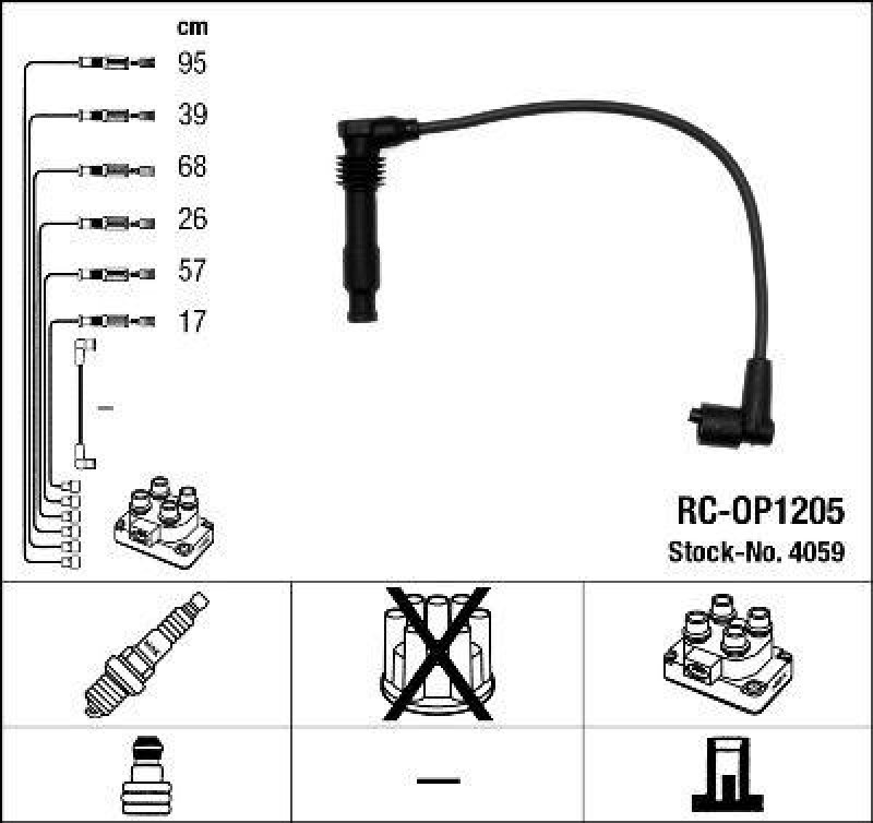 NGK 4059 Zündleitungssatz RC-OP1205 |Zündkabel