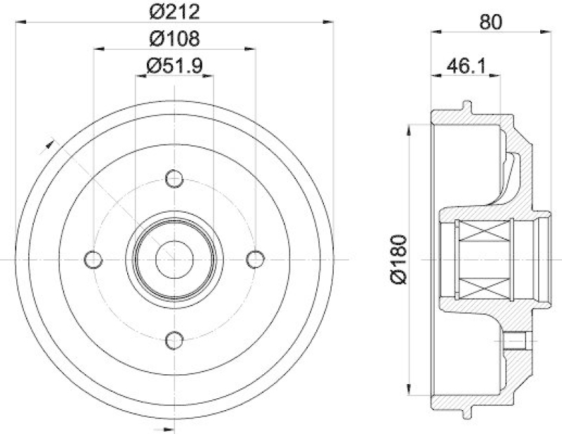 HELLA 8DT 355 302-811 Bremstrommel