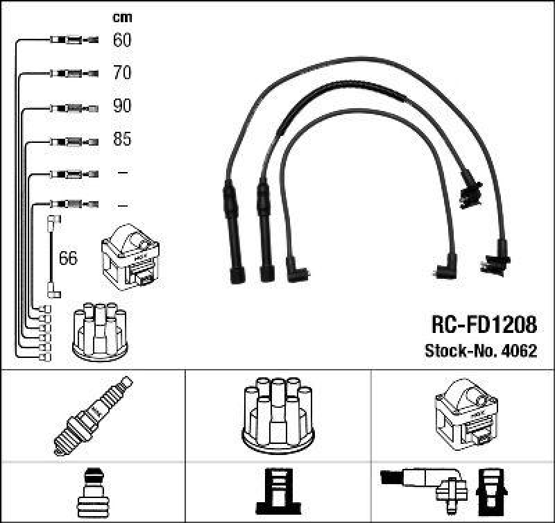 NGK 4062 Zündleitungssatz RC-FD1208 |Zündkabel