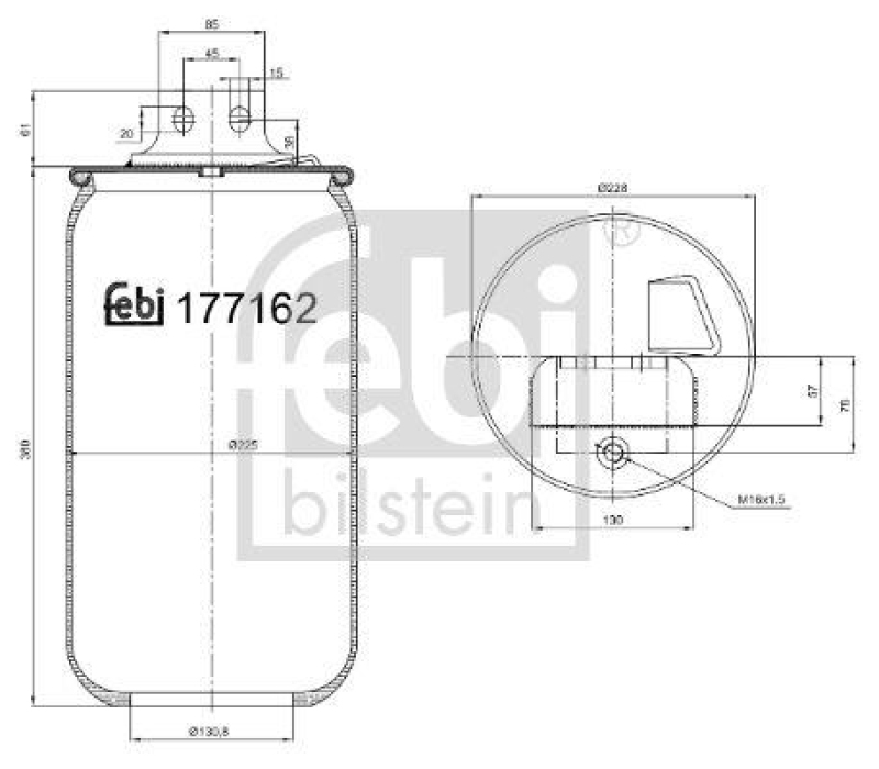 FEBI BILSTEIN 177162 Luftfederbalg ohne Kolben für Iveco