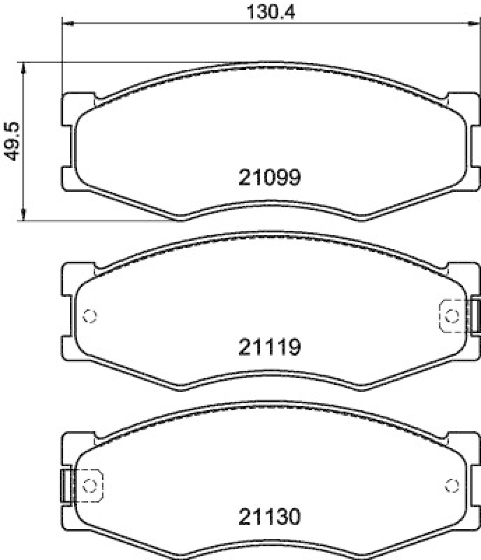 HELLA 8DB 355 005-621 Bremsbelagsatz, Scheibenbremsbelag für NISSAN