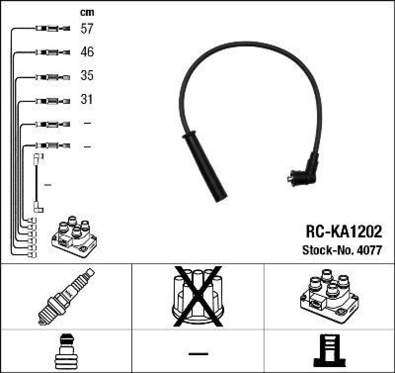 NGK 4077 Zündleitungssatz RC-KA1202 |Zündkabel