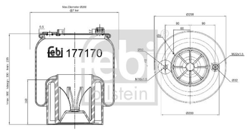 FEBI BILSTEIN 177170 Luftfederbalg mit Kunststoffkolben für Mercedes-Benz