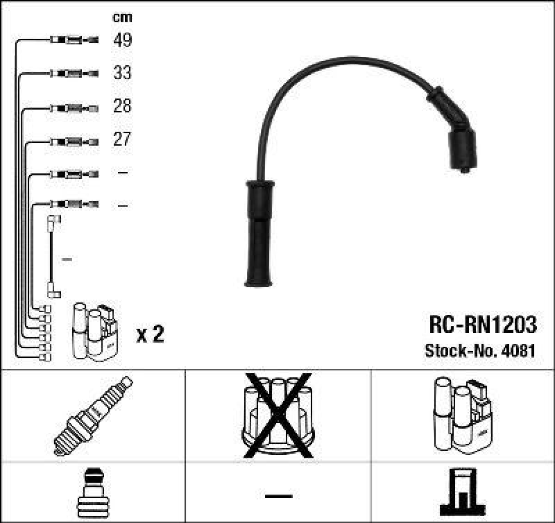 NGK 4081 Zündleitungssatz RC-RN1203 |Zündkabel