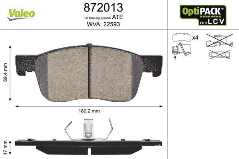 VALEO 872013 LCV Bremsbelagsatz