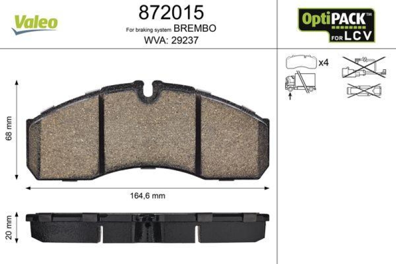 VALEO 872015 LCV Bremsbelagsatz