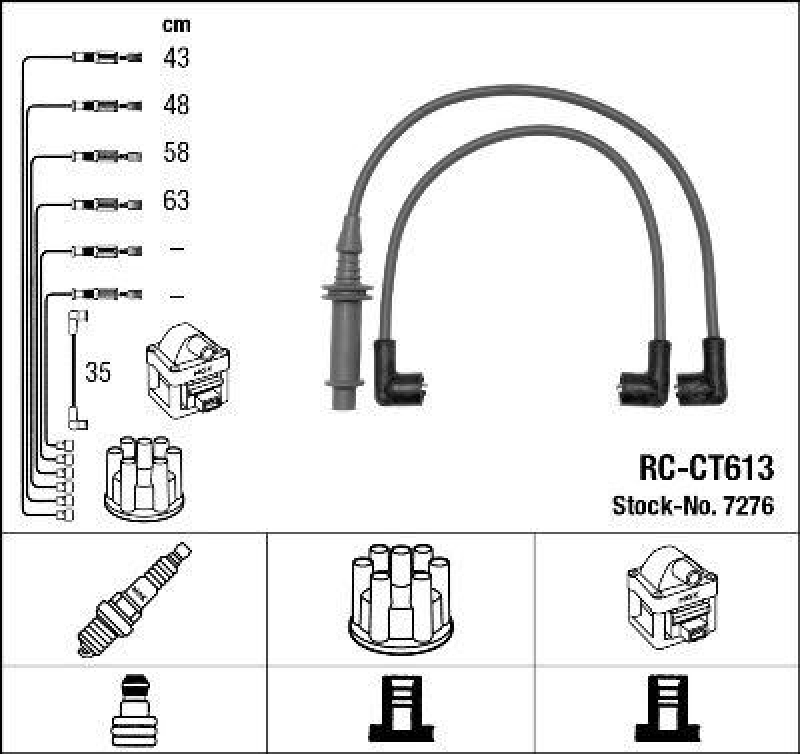 NGK 7276 Zündleitungssatz RC-CT613 |Zündkabel