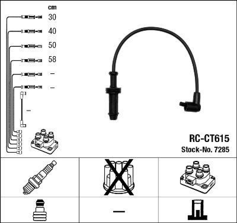 NGK 7285 Zündleitungssatz RC-CT615 |Zündkabel