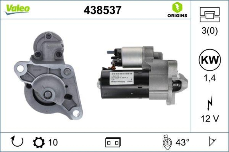 VALEO 438537 Starter Neu - ORIGINS