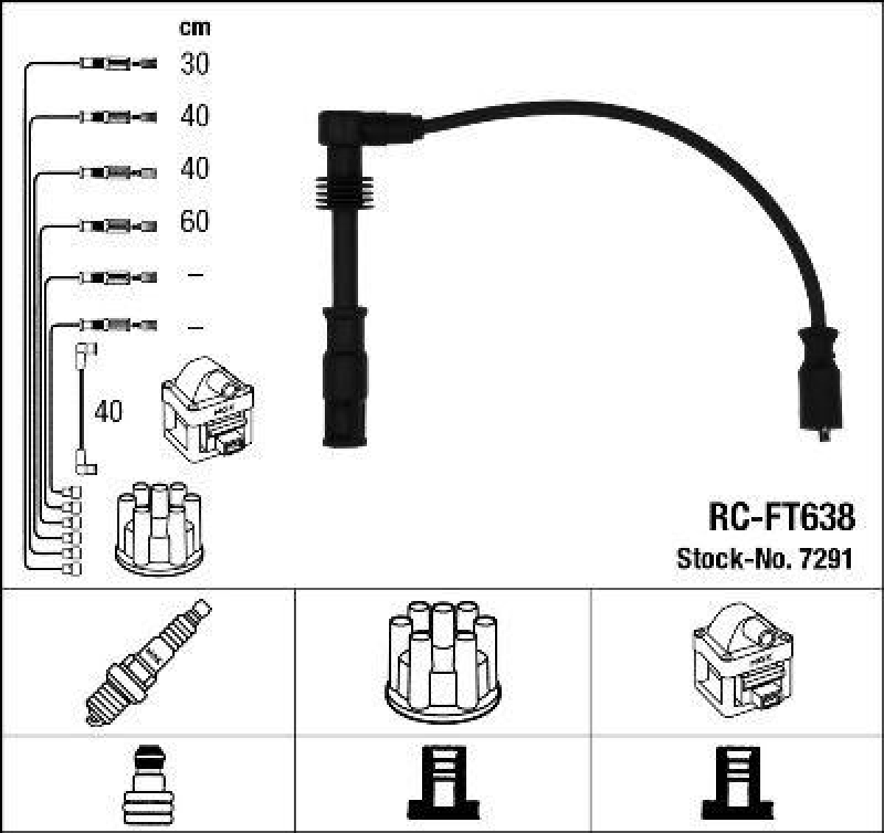 NGK 7291 Zündleitungssatz RC-FT638 |Zündkabel