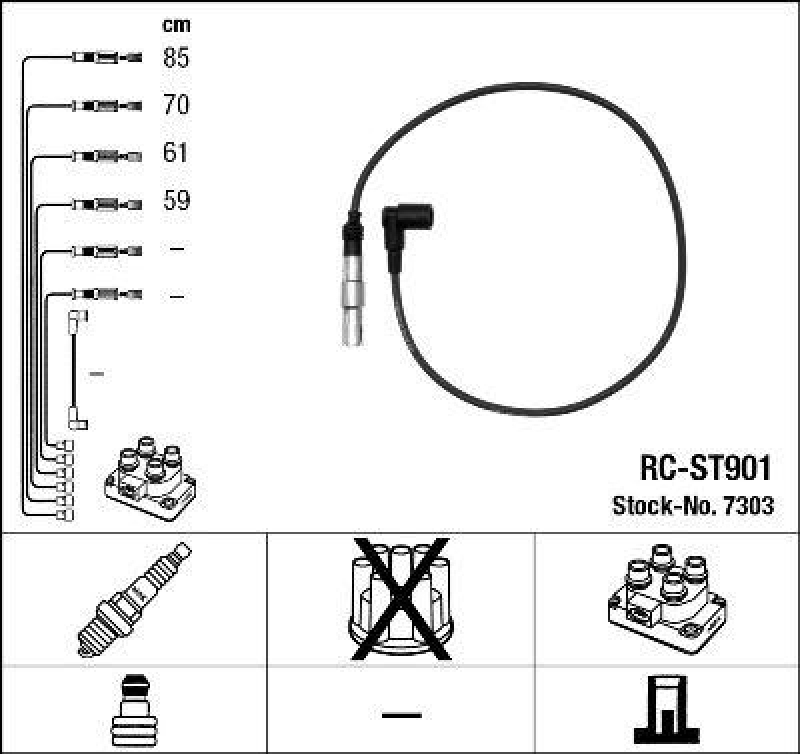 NGK 7303 Zündleitungssatz RC-ST901 |Zündkabel