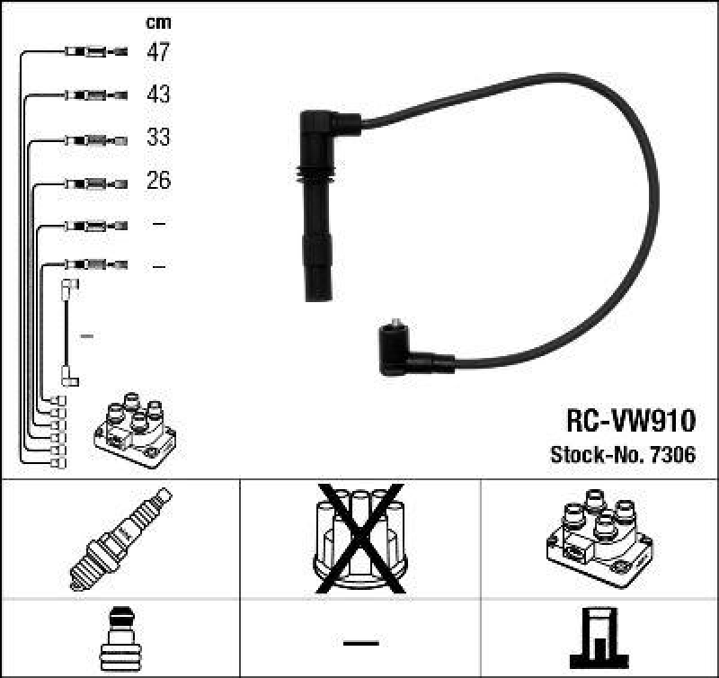 NGK 7306 Zündleitungssatz RC-VW910 |Zündkabel