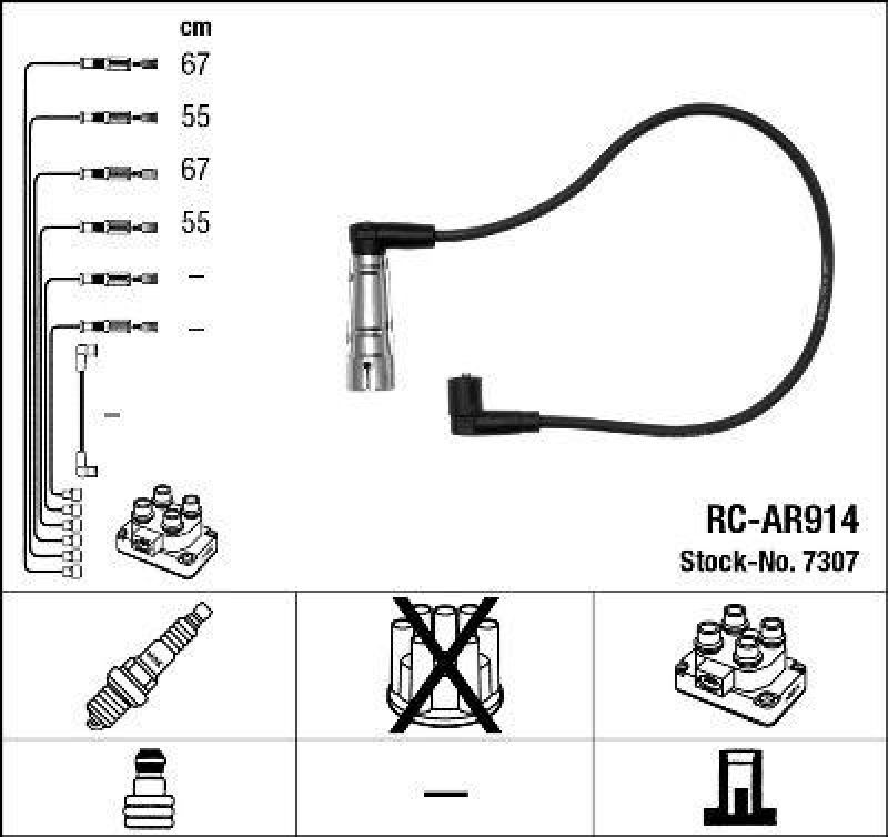 NGK 7307 Zündleitungssatz RC-AR914 |Zündkabel