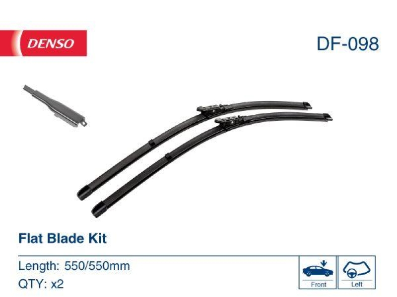 DENSO DF-098 Wischer Flat Blade KIT MERCEDES-BENZ SLK (R171) 200 Kompressor (171.442) (04-11)