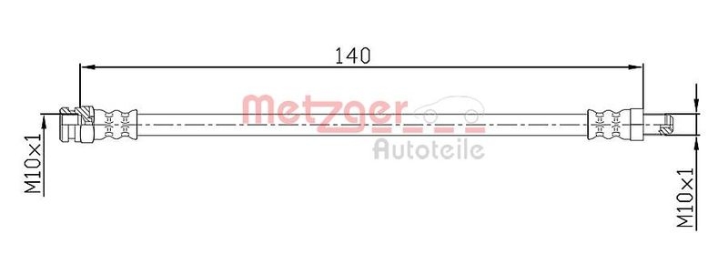 METZGER 4110106 Bremsschlauch für FIAT/OPEL HA links/rechts