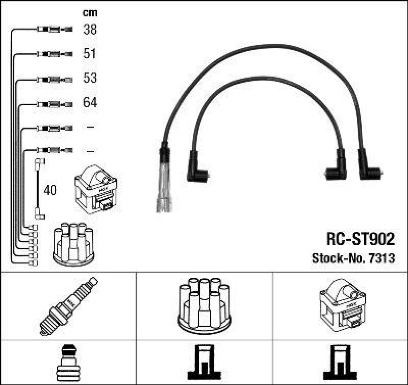 NGK 7313 Zündleitungssatz RC-ST902 |Zündkabel