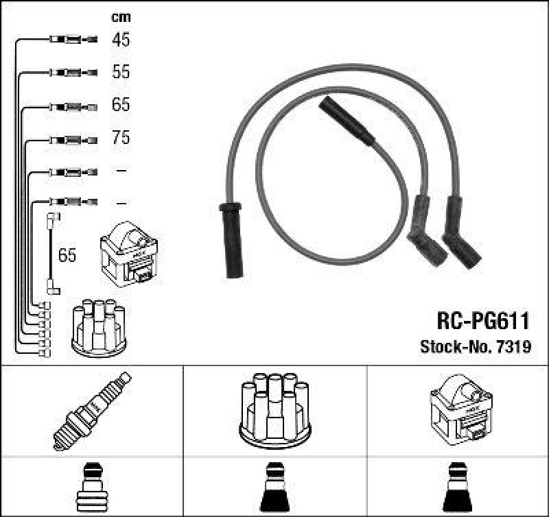 NGK 7319 Zündleitungssatz RC-PG611 |Zündkabel