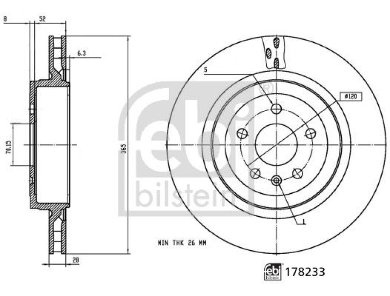 FEBI BILSTEIN 178233 Bremsscheibe für Tesla