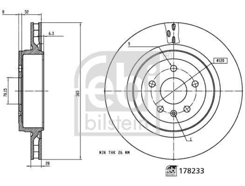 FEBI BILSTEIN 178233 Bremsscheibe für Tesla