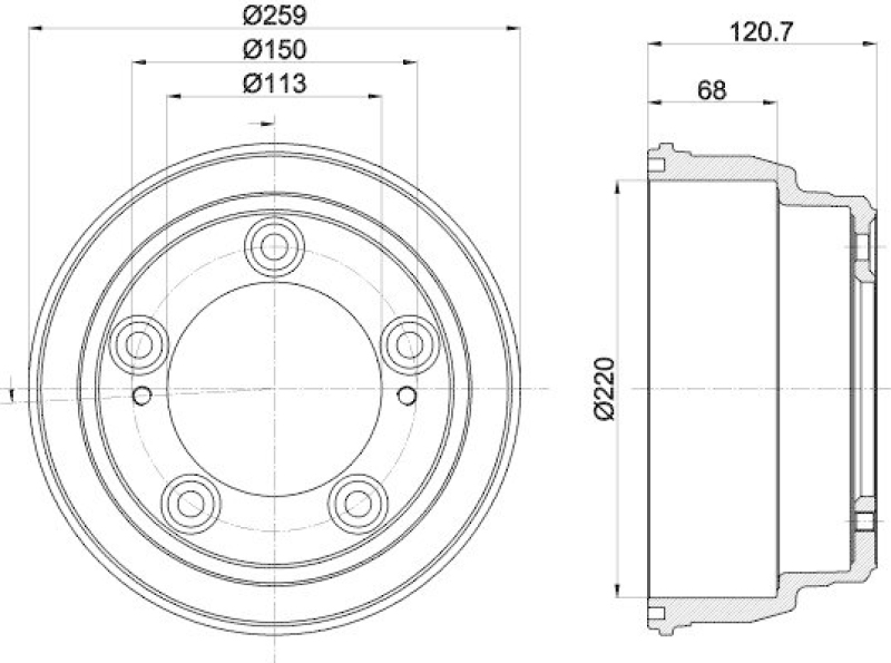 HELLA 8DT 355 303-221 Bremstrommel