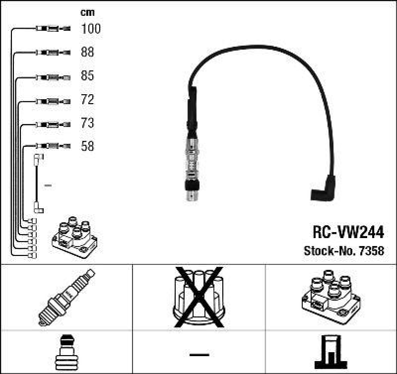 NGK 7358 Zündleitungssatz RC-VW244 |Zündkabel