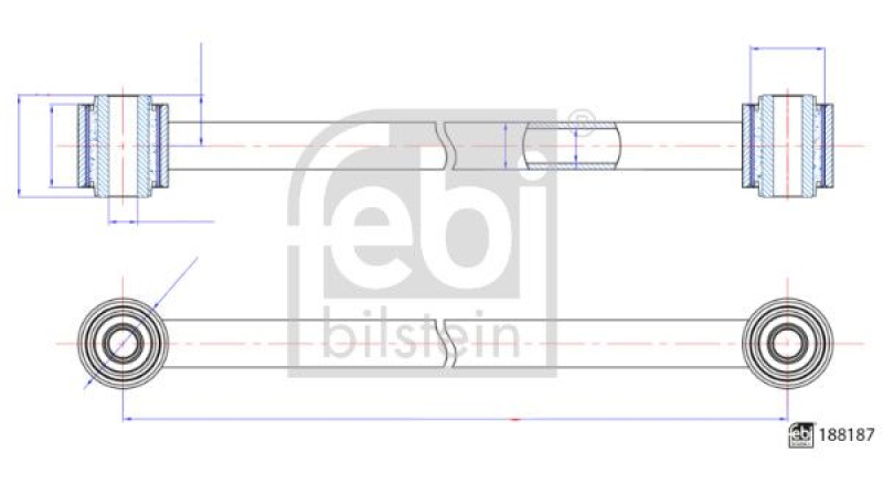 FEBI BILSTEIN 188187 Querstrebe mit Gummilagern für Mercedes-Benz