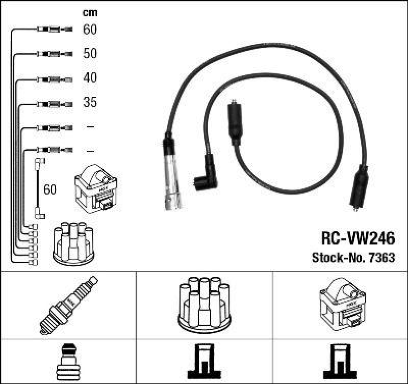 NGK 7363 Zündleitungssatz RC-VW246 |Zündkabel