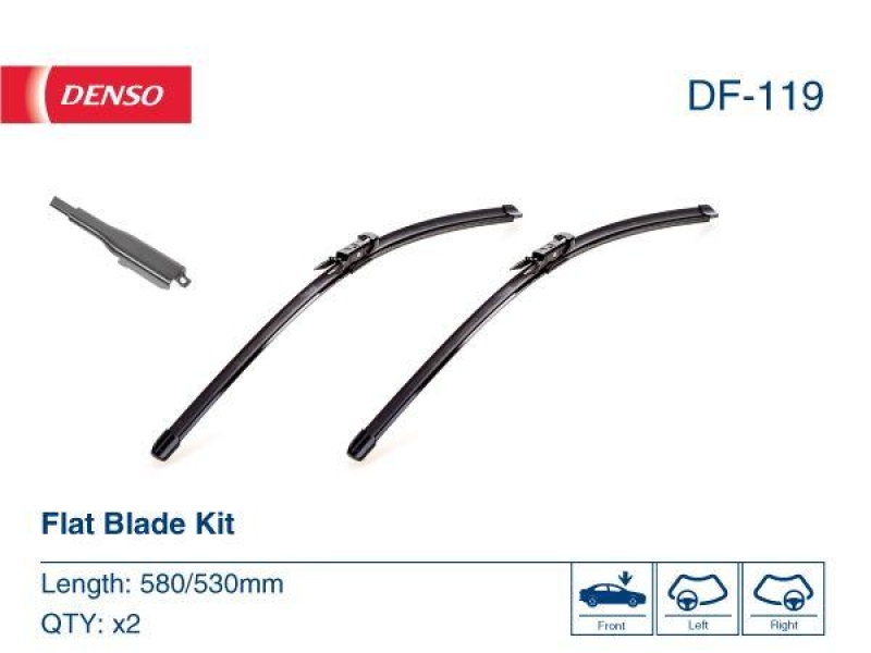 DENSO DF-119 Wischer Flat Blade Kit SMART Fortwo Coupe 1.0 (BJ: 2007 - )