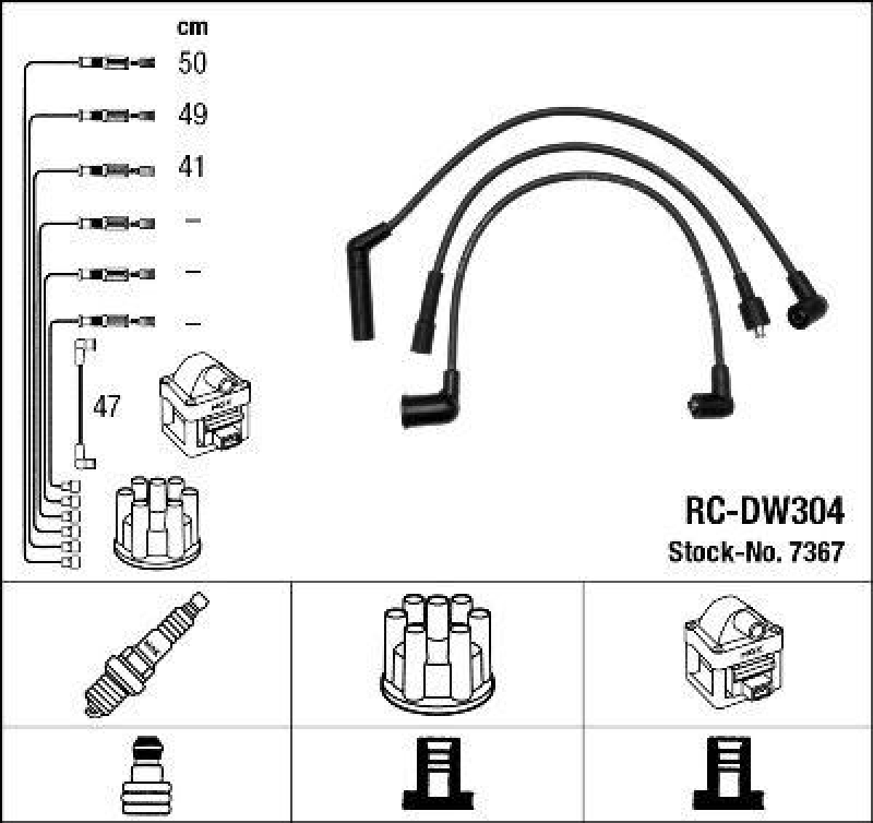 NGK 7367 Zündleitungssatz RC-DW304 |Zündkabel