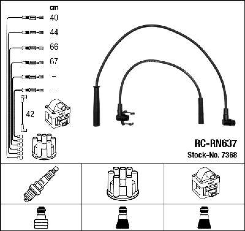 NGK 7368 Zündleitungssatz RC-RN637 |Zündkabel