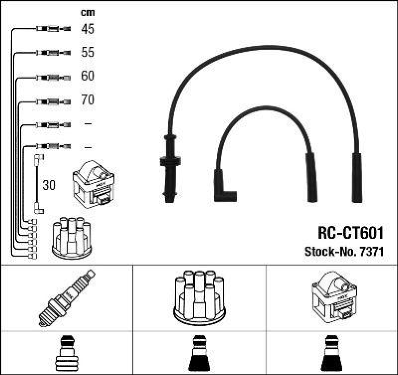 NGK 7371 Zündleitungssatz RC-CT601 |Zündkabel