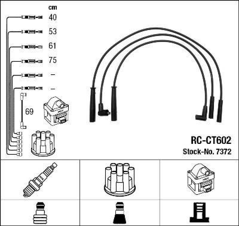 NGK 7372 Zündleitungssatz RC-CT602 |Zündkabel