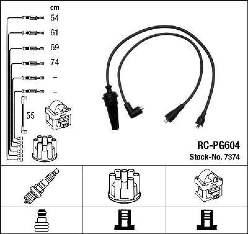 NGK 7374 Zündleitungssatz RC-PG604 |Zündkabel