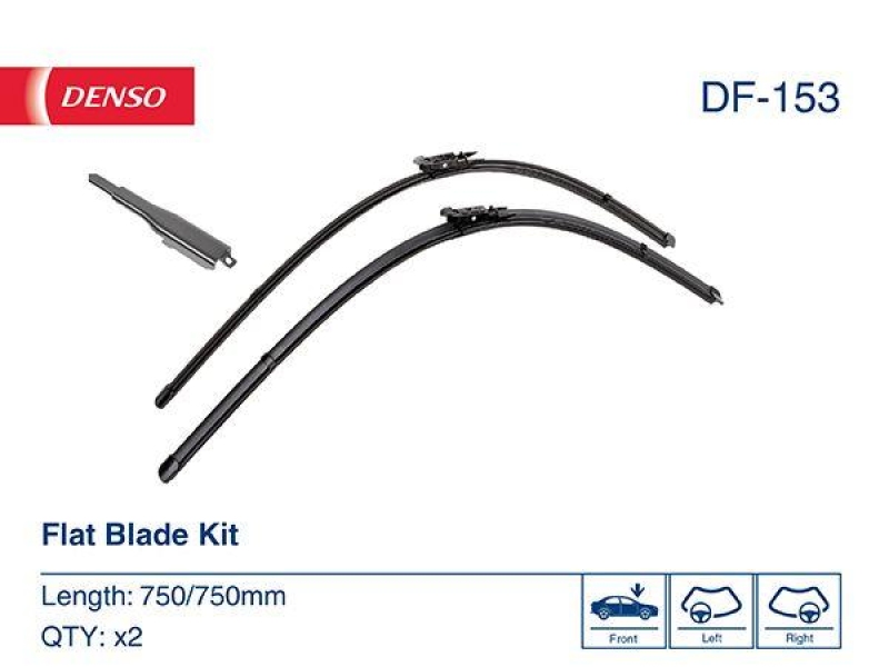 DENSO DF-153 Wischer Flat Blade KIT FORD GALAXY (CK) 2.0 TDCi (15-18)