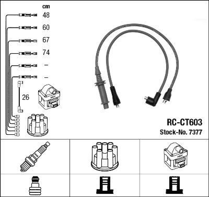 NGK 7377 Zündleitungssatz RC-CT603 |Zündkabel