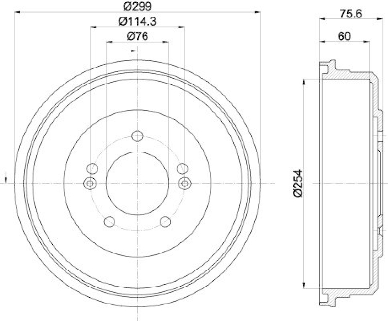 HELLA 8DT 355 303-351 Bremstrommel