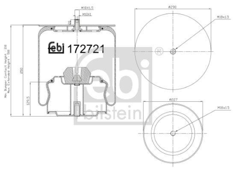 FEBI BILSTEIN 172721 Luftfederbalg mit Stahlkolben für Fahrzeugbau