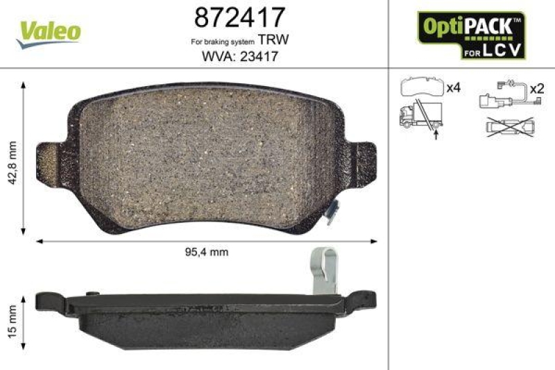 VALEO 872417 LCV Bremsbelagsatz